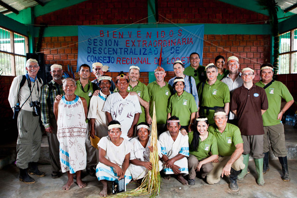 NCI team with Maijuna community members and friends at the declaration of the Maijuna-Kichwa RCA in Peru. 